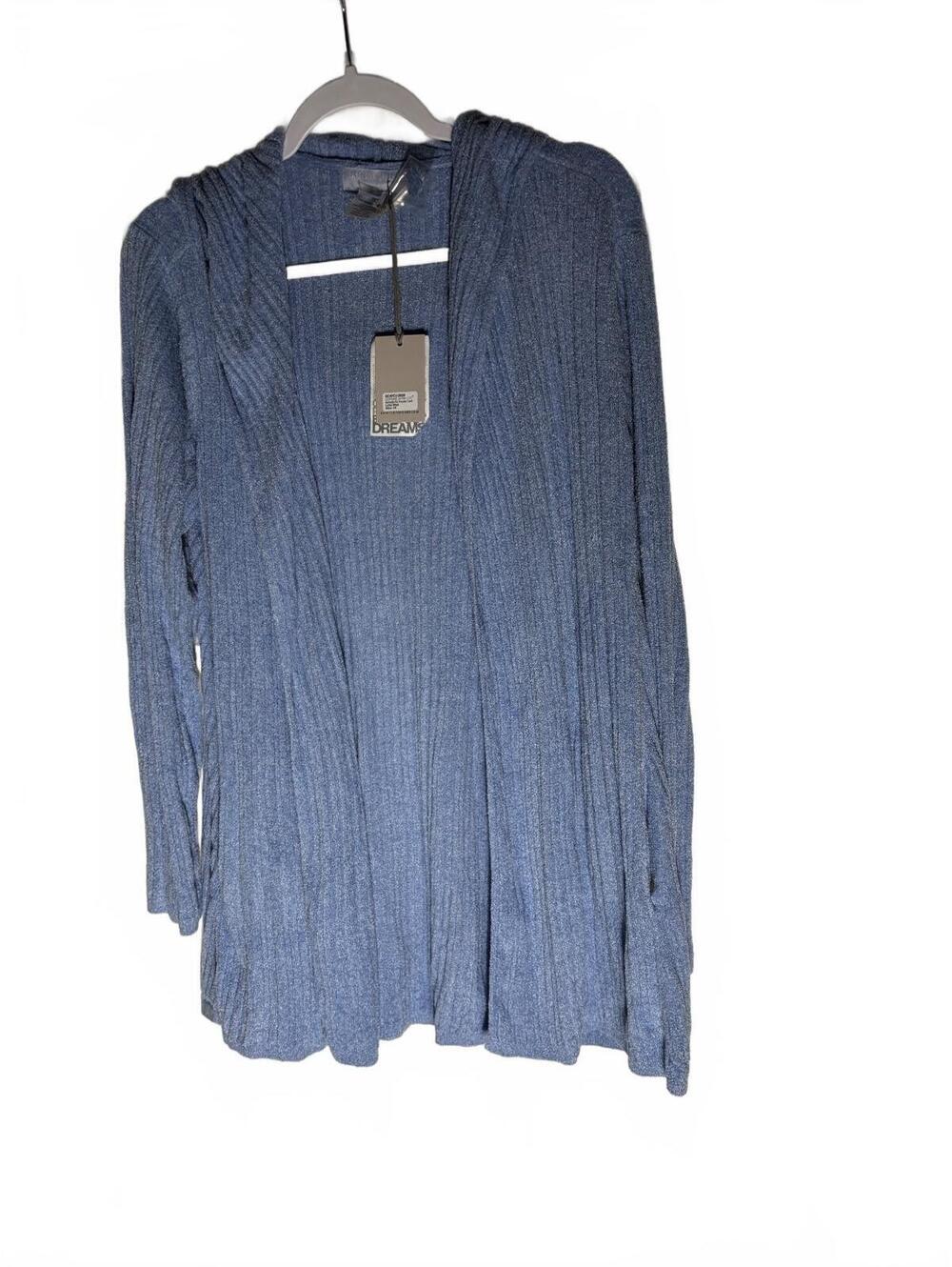 Barefoot Dreams CozyChic Ultra Lite Namaste Ru Hooded Cardigan Lake Blue Size L/